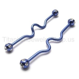 Blauwe Twisty Titanium Oorbellen
