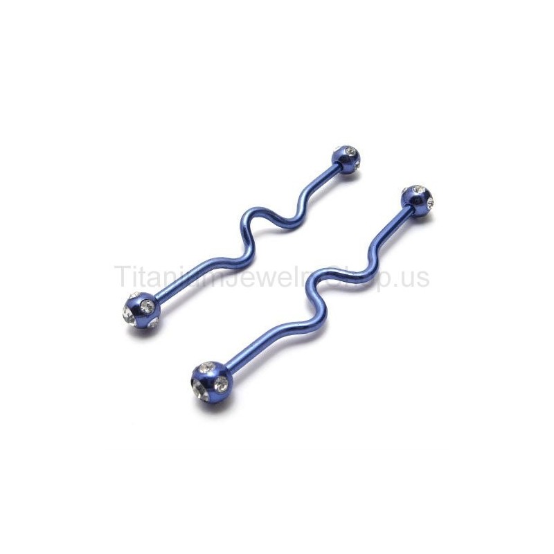 Blauwe Twisty Titanium Oorbellen Blauwe Twisty Titanium Oorbellen