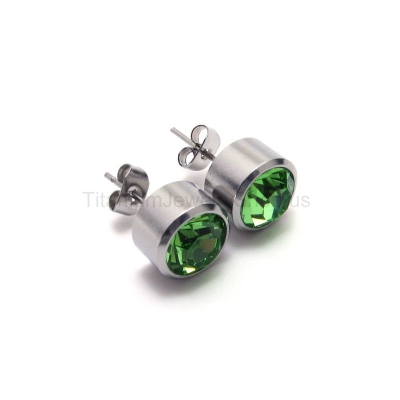 Zilveren Tank Titanium Groene Diamant Oorbellen Zilveren Tank Titanium Groene Diamant Oorbellen