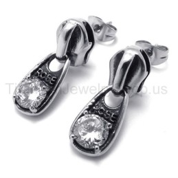 Witte Diamanten Retro Titanium Oorbellen