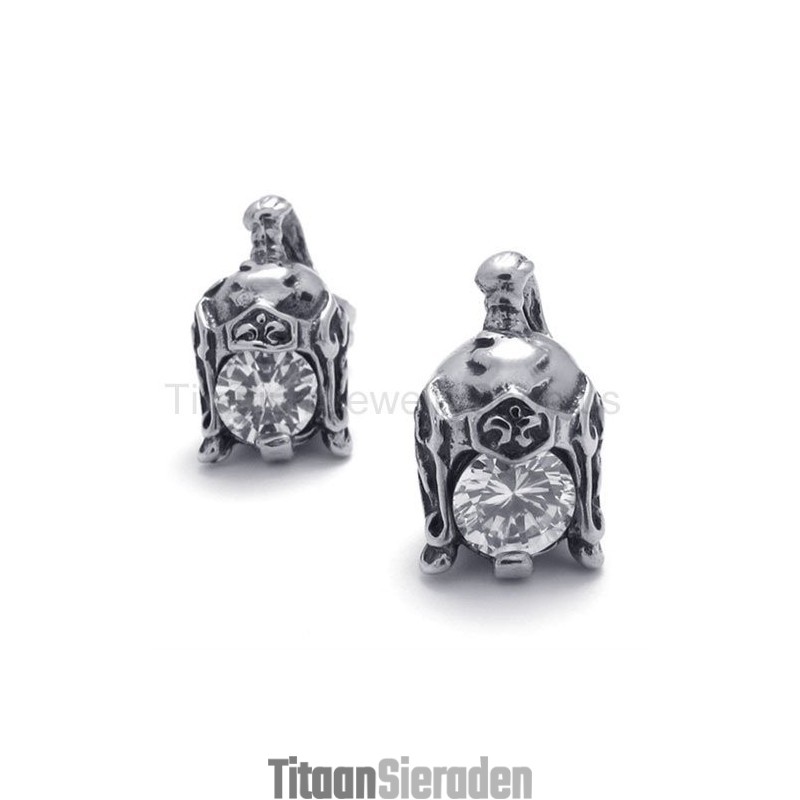 Helm Retro Titanium Met Diamanten Oorbellen Helm Retro Titanium Met Diamanten Oorbellen