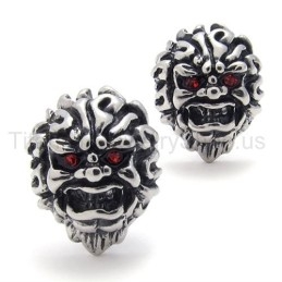 Met Red-Eyes Lion Retro Titanium Oorbellen