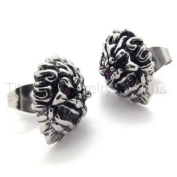 Met Red-Eyes Lion Retro Titanium Oorbellen