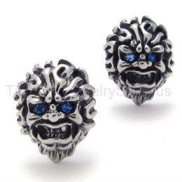 Met Blue-Eyes Lion Retro Titanium Oorbellen