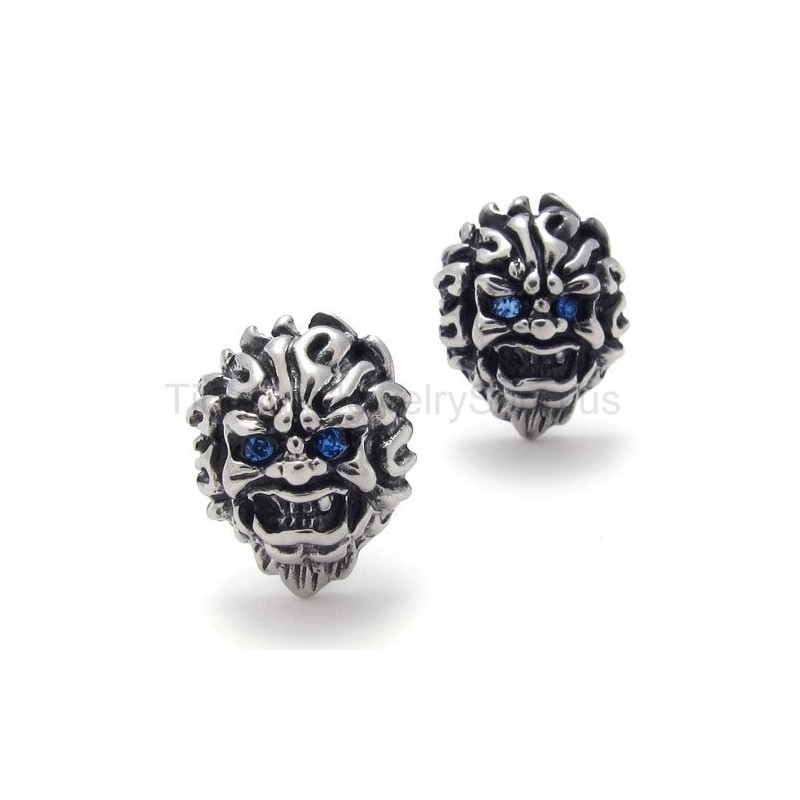 Met Blue-Eyes Lion Retro Titanium Oorbellen Met Blue-Eyes Lion Retro Titanium Oorbellen