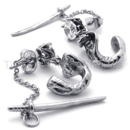 Zwaard En Bloem Titanium Oorbellen