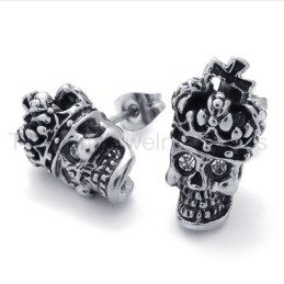 Titanium Oorbellen Met Witte Ogen En Kroon