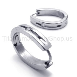 Zilveren Smart Titanium Ingelegde Diamanten Oorbellen