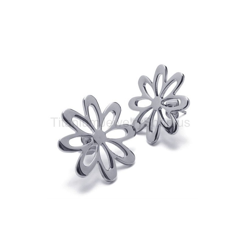 Zilveren Bloem Schattige Titanium Oorbellen Zilveren Bloem Schattige Titanium Oorbellen