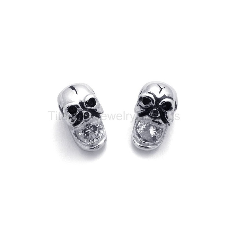 Ingelegde Diamanten Schedel Titanium Oorbellen Ingelegde Diamanten Schedel Titanium Oorbellen