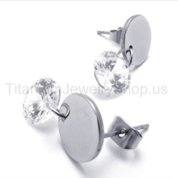 Met Diamanten Titanium Oorbellen