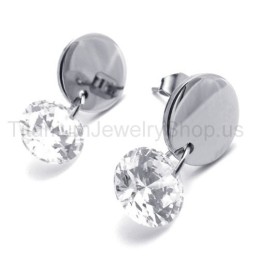 Met Diamanten Titanium Oorbellen