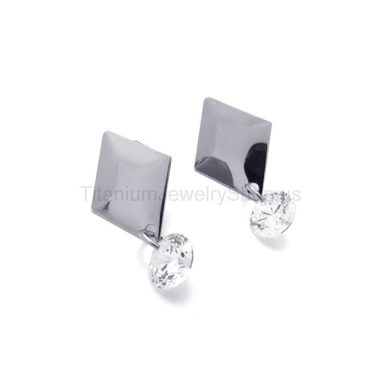 Zilveren Oorbellen Met Diamanten Van Titanium Zilveren Oorbellen Met Diamanten Van Titanium