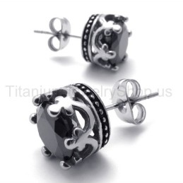 Retro Crown Titanium Oorbellen