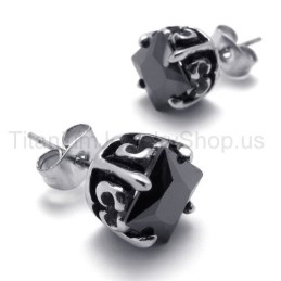 Zwarte Retro Bud Titanium Oorbellen