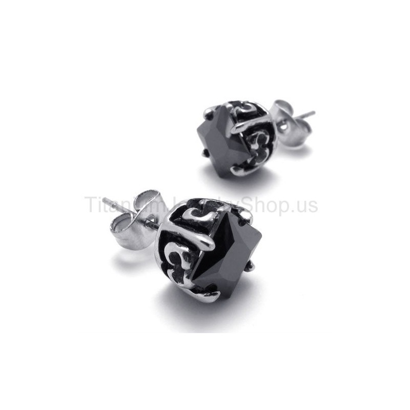 Zwarte Retro Bud Titanium Oorbellen Zwarte Retro Bud Titanium Oorbellen
