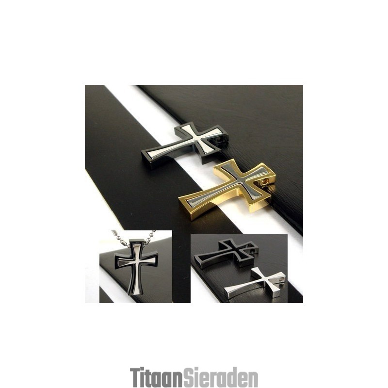 Heren Titanium Stalen Kruishanger, 2 Delen - 1 Stuk