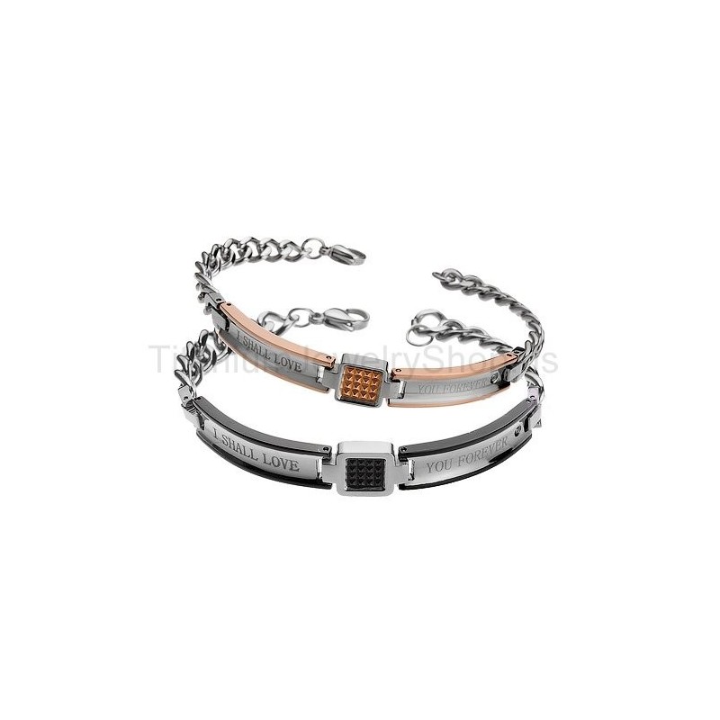 Ik Zal Voor Altijd Van Je Houden Titanium Liefhebbers Armbanden