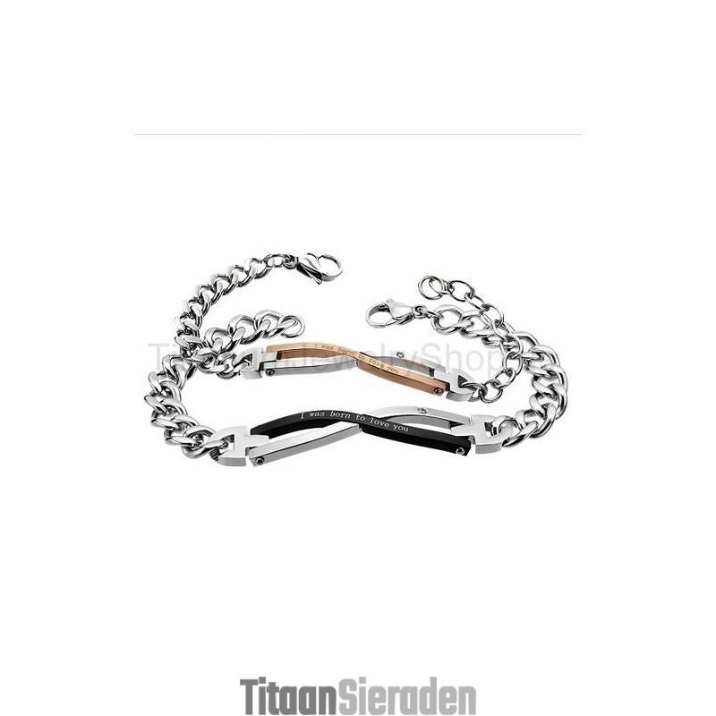 Ik Ben Geboren Om Van Je Te Houden Titanium Lovers-Armbanden