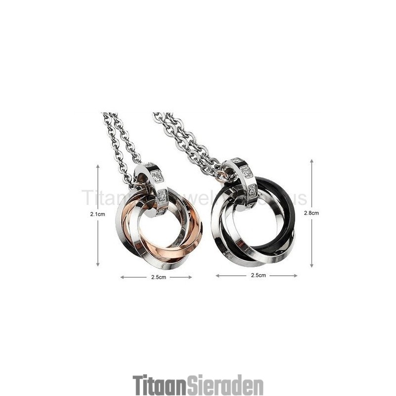 Drie Cirkels Titanium Geliefden Hangers Drie Cirkels Titanium Geliefden Hangers