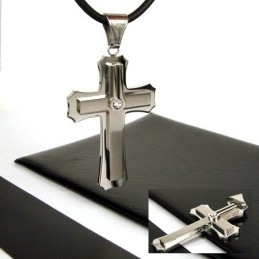 Man 2-Laags Kruis Edelsteen - Puur Titanium Hanger