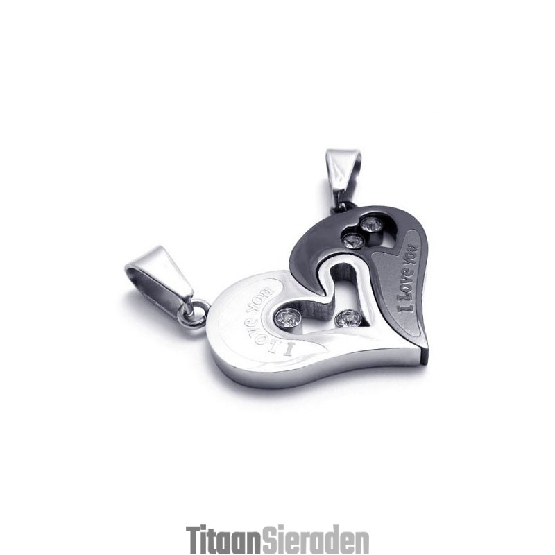 Liefje En Zwarte Titanium Hangers Met Diamanten - Gratis Kettingen Liefje En Zwarte Titanium Hangers Met Diamanten - Gratis Kettingen