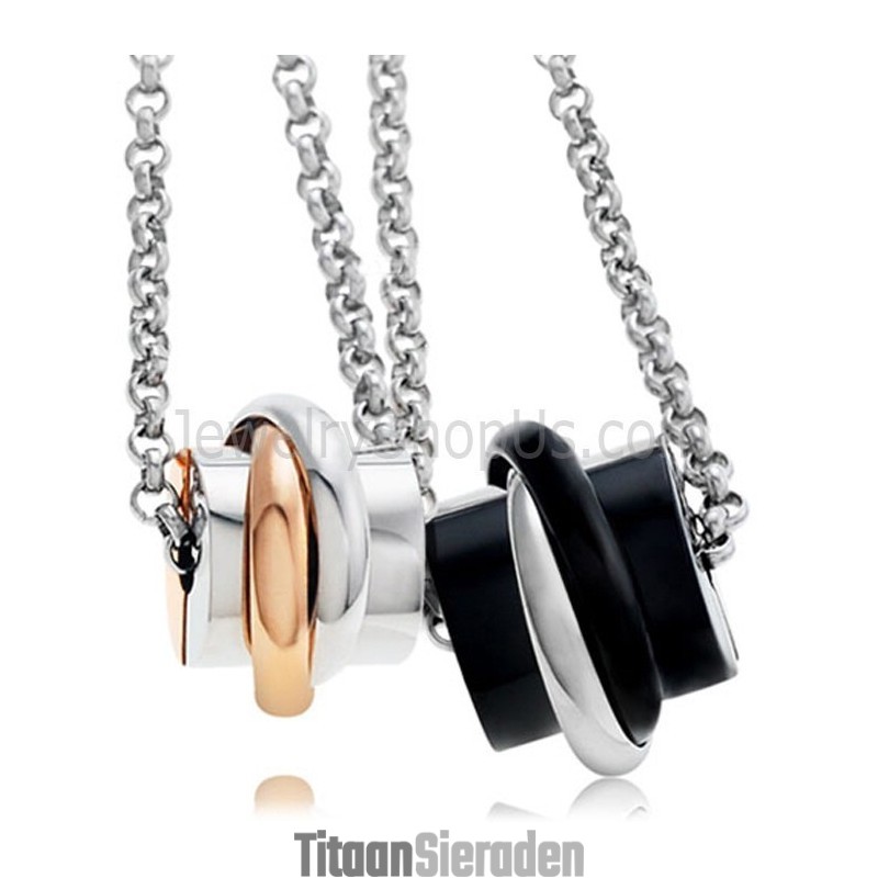 Titanium Roségouden En Zwarte Geliefdenhangers Met Gratis Chianstenen C622 Titanium Roségouden En Zwarte Geliefdenhangers Met Gratis Chianstenen C622