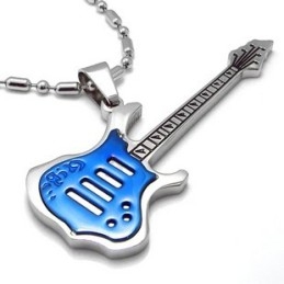 Man Hoge Kwaliteit Blauwe Gitaar Pure Titanium Ketting Hanger