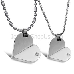 Titanium Zilveren Sweetheart Hangers Met Strass Steentjes En Gratis Kettingen 111