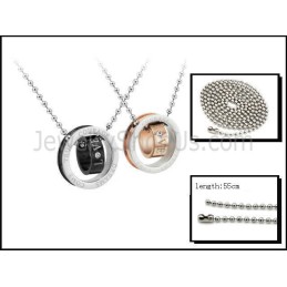 Titanium Roségouden En Zwarte Ringen, Geliefdenhangers Met Strass-Steentjes En Gratis Kettingen C505