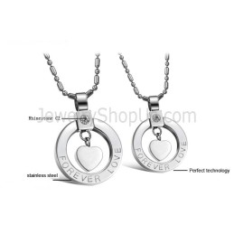 Titaniumzilveren "Forever Love"-Hangers Met Strass-Steentjes En Gratis Kettingen C415