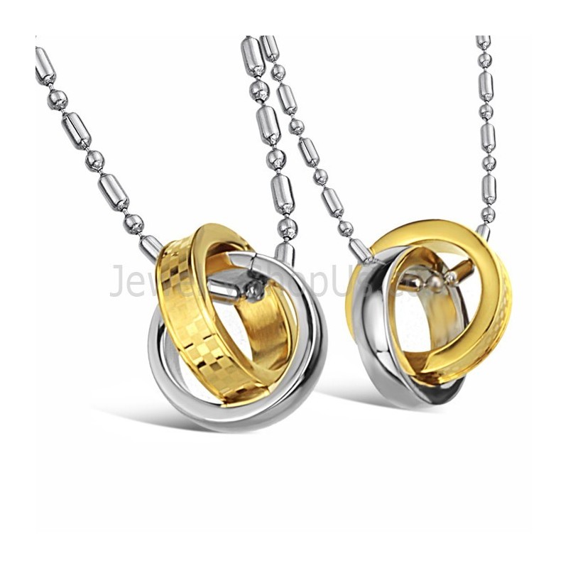 Titanium Ringen Van Goud En Zilver, Geliefdenhangers Met Gratis Kettingen C643 Titanium Ringen Van Goud En Zilver, Geliefdenhangers Met Gratis Kettingen C643