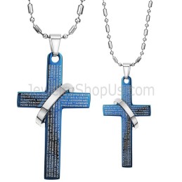 Titanium Blue Cross Bijbelliefhebbershangers Met Gratis Kettingen C287