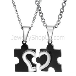 Titanium Zwart En Zilveren Sweetheart Lovers Hangers Met Gratis Kettingen 265