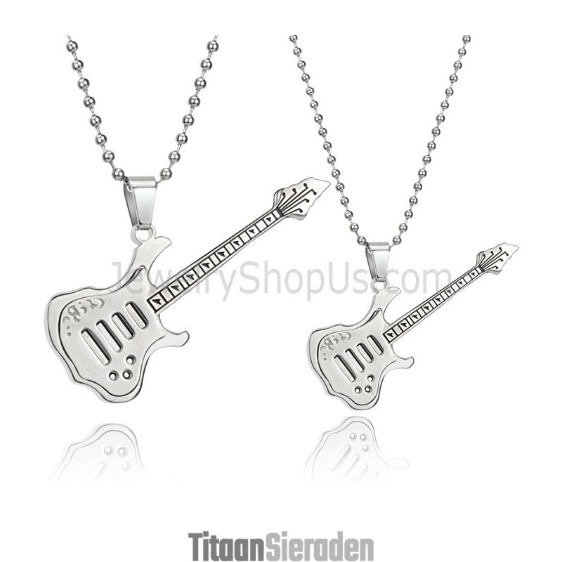 Titanium Zilveren Gitaarliefhebbers Hangers Met Gratis Kettingen C343 Titanium Zilveren Gitaarliefhebbers Hangers Met Gratis Kettingen C343