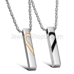 Titanium Roségoud En Zwarte Sweetheart Lovers-Hangers Met Gratis Kettingen C697
