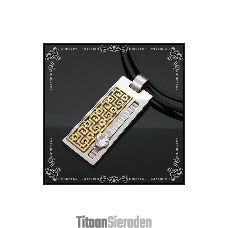 Edele Glyph Edelsteen - Zuiver Titanium Kettinghanger Gratis Ketting