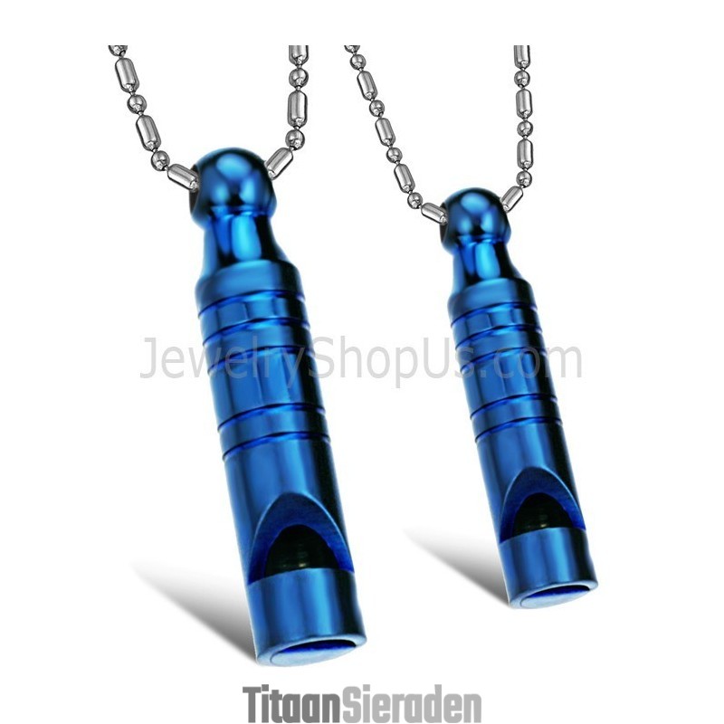 Titanium Blauwe Fluit Liefhebbers Hangers Met Gratis Kettingen C205