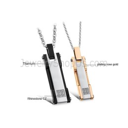 Rechthoekige Hangers Van Titanium, Roségoud En Zwart, Met Strass En Gratis Kettingen C362