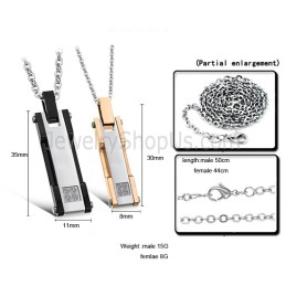 Rechthoekige Hangers Van Titanium, Roségoud En Zwart, Met Strass En Gratis Kettingen C362