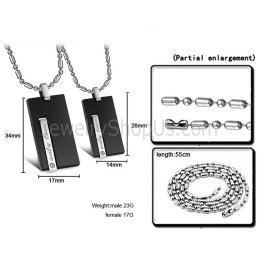 Zwarte Rechthoekige Titanium "Only Love"-Hangers Met Strass-Steentjes En Gratis Kettingen 220