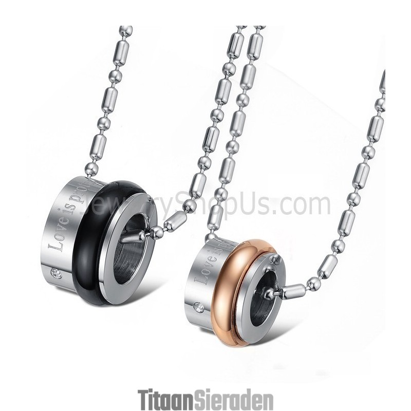Titanium Lovers Hangers Met Strass En Gratis Kettingen C729