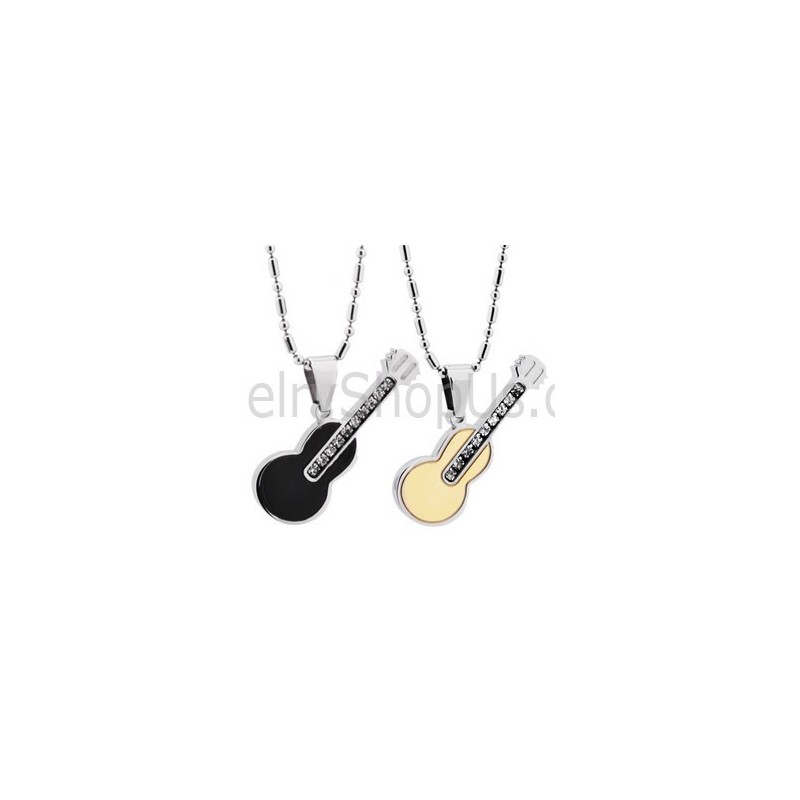 Titanium Roségouden En Zwarte Gitaarliefhebbershangers Met Strass-Steentjes En Gratis Kettingen 188 Titanium Roségouden En Zwarte Gitaarliefhebbershangers Met Strass-Steentjes En Gratis Kettingen 188