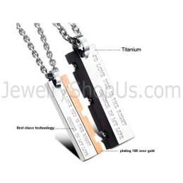 Titanium Roségoud En Zwarte Great Wall Lovers Hangers Met Gratis Kettingen C621