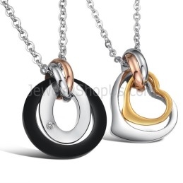 Titanium Ringen En Hangers Met Strass En Gratis Kettingen C606