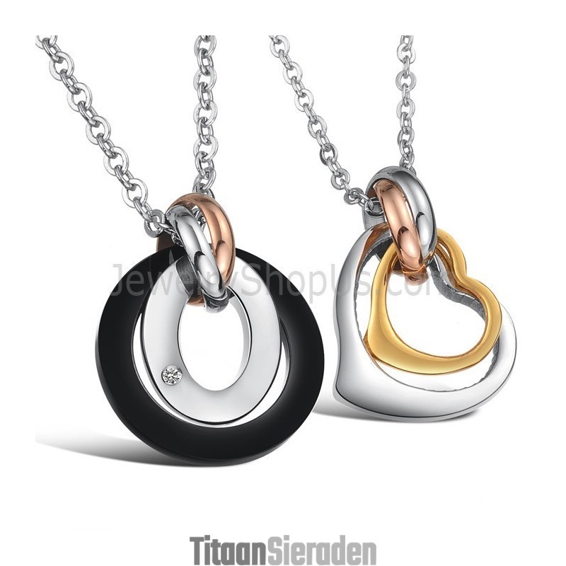 Titanium Ringen En Hangers Met Strass En Gratis Kettingen C606 Titanium Ringen En Hangers Met Strass En Gratis Kettingen C606