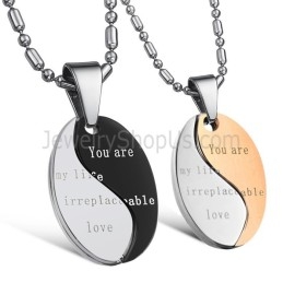 Titaniumzwart En Roségouden "You Are My Life Irreplaceable Love" Hangers Met Gratis Kettingen C628