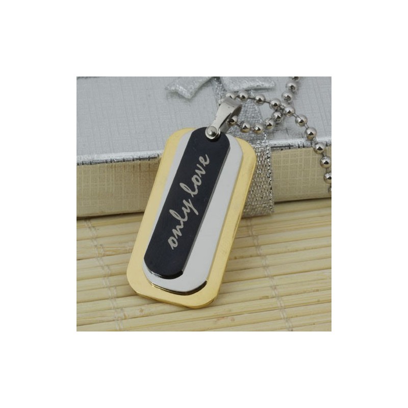 Man 3-Laags Puur Titanium Hanger Ketting Cadeau Gratis Ketting
