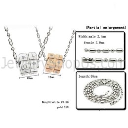 Titaniumzilver En Roségouden Dobbelsteenhangers Met Strass-Steentjes En Gratis Kettingen C309
