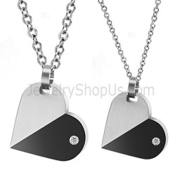 Titaniumzilveren En Zwarte Liefhebbers Draaibare Hangers Met Diamanten En Gratis Kettingen C434